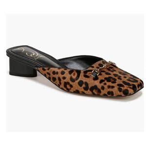 Sam Edelman Ollie Square Toe Bit Mule Flat Granda Tan Leopard Size 9.5 NIB Sleek